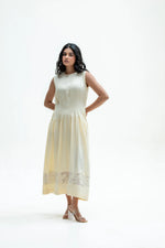 Load image into Gallery viewer, Noura Butter Yellow Tencel Openwork Dress
