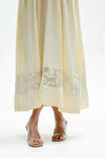 Load image into Gallery viewer, Noura Butter Yellow Tencel Openwork Dress
