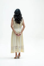 Load image into Gallery viewer, Noura Butter Yellow Tencel Openwork Dress
