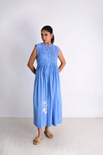 Load image into Gallery viewer, CLARA  LINEN  HAND SMOCKED DRESS
