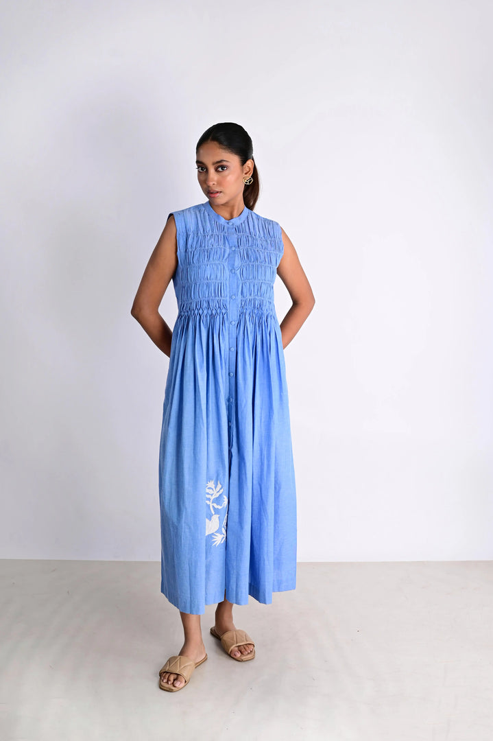 CLARA  LINEN  HAND SMOCKED DRESS