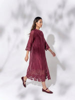 Load image into Gallery viewer, GIA BURDUNDY OPENWORK DRESS