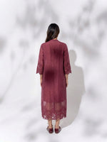 Load image into Gallery viewer, GIA BURDUNDY OPENWORK DRESS