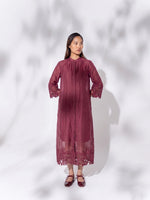 Load image into Gallery viewer, GIA BURDUNDY OPENWORK DRESS