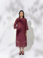 Load image into Gallery viewer, GIA BURDUNDY OPENWORK DRESS
