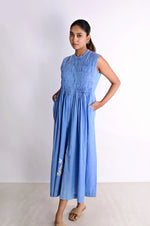 Load image into Gallery viewer, CLARA  LINEN  HAND SMOCKED DRESS
