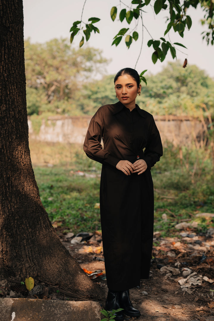 Mocha Hourglass Shirt Dress