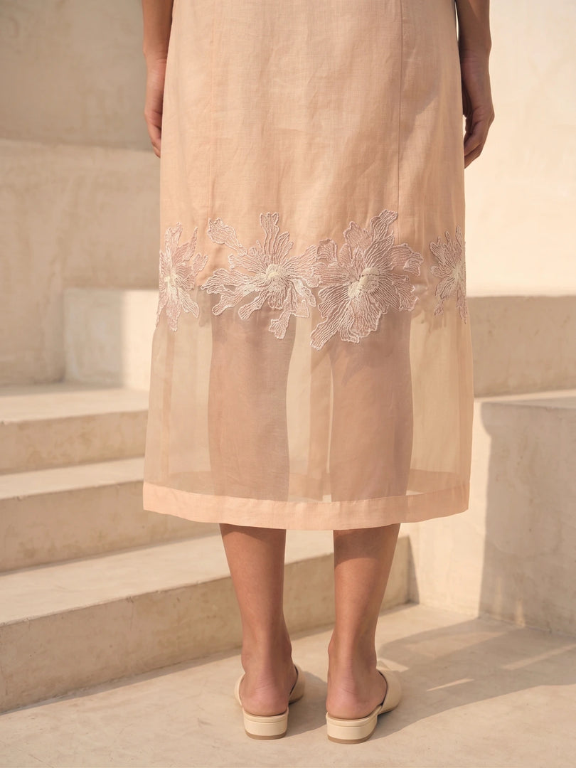 ZEYA SHEER APPLIQUE' DRESS