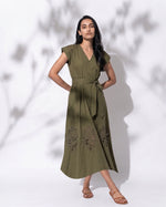 Load image into Gallery viewer, ZORA OLIVE OPEN WORKDRESS