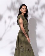 Load image into Gallery viewer, ZORA OLIVE OPEN WORKDRESS