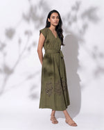 Load image into Gallery viewer, ZORA OLIVE OPEN WORKDRESS