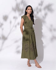 ZORA OLIVE OPEN WORKDRESS