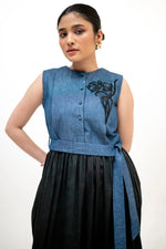 Load image into Gallery viewer, Valerie Denim Applique&#39; Dress
