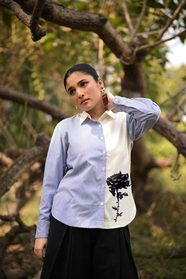 FERN STRIPED EMBROIDERED SHIRT