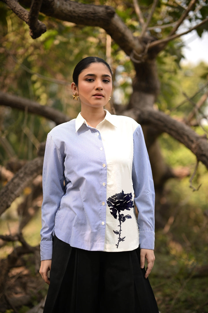 FERN STRIPED EMBROIDERED SHIRT