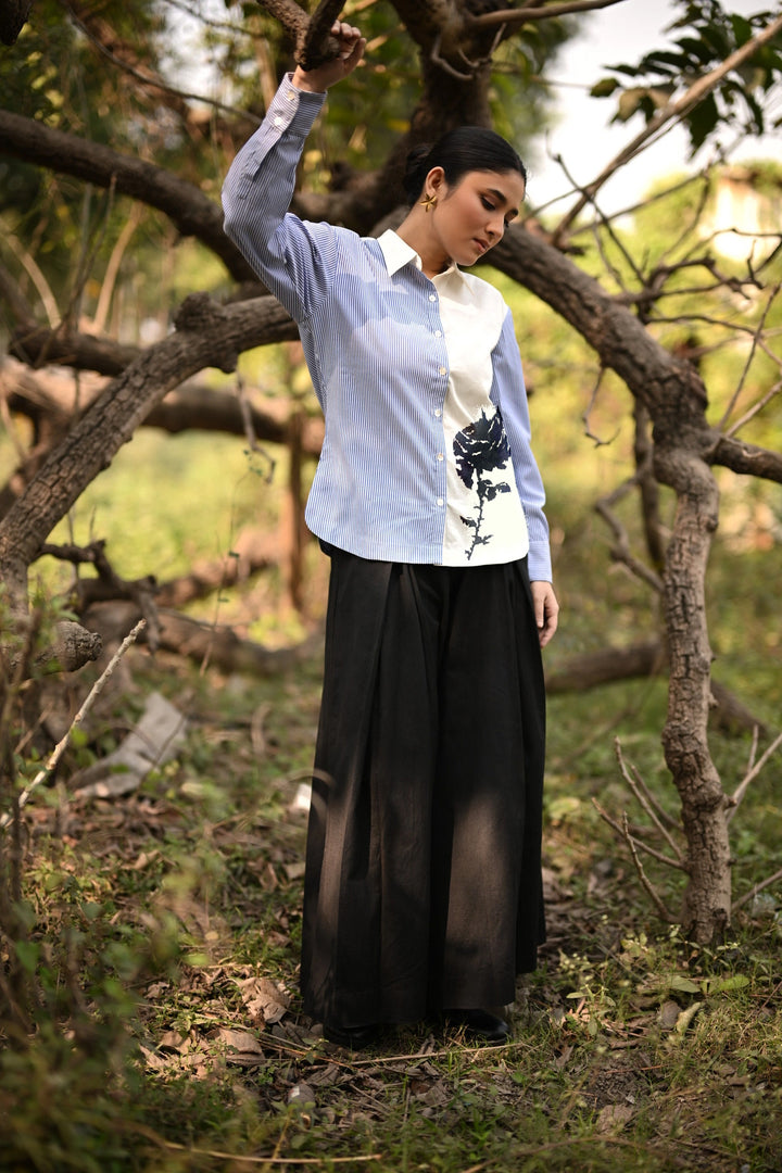 FERN STRIPED EMBROIDERED SHIRT