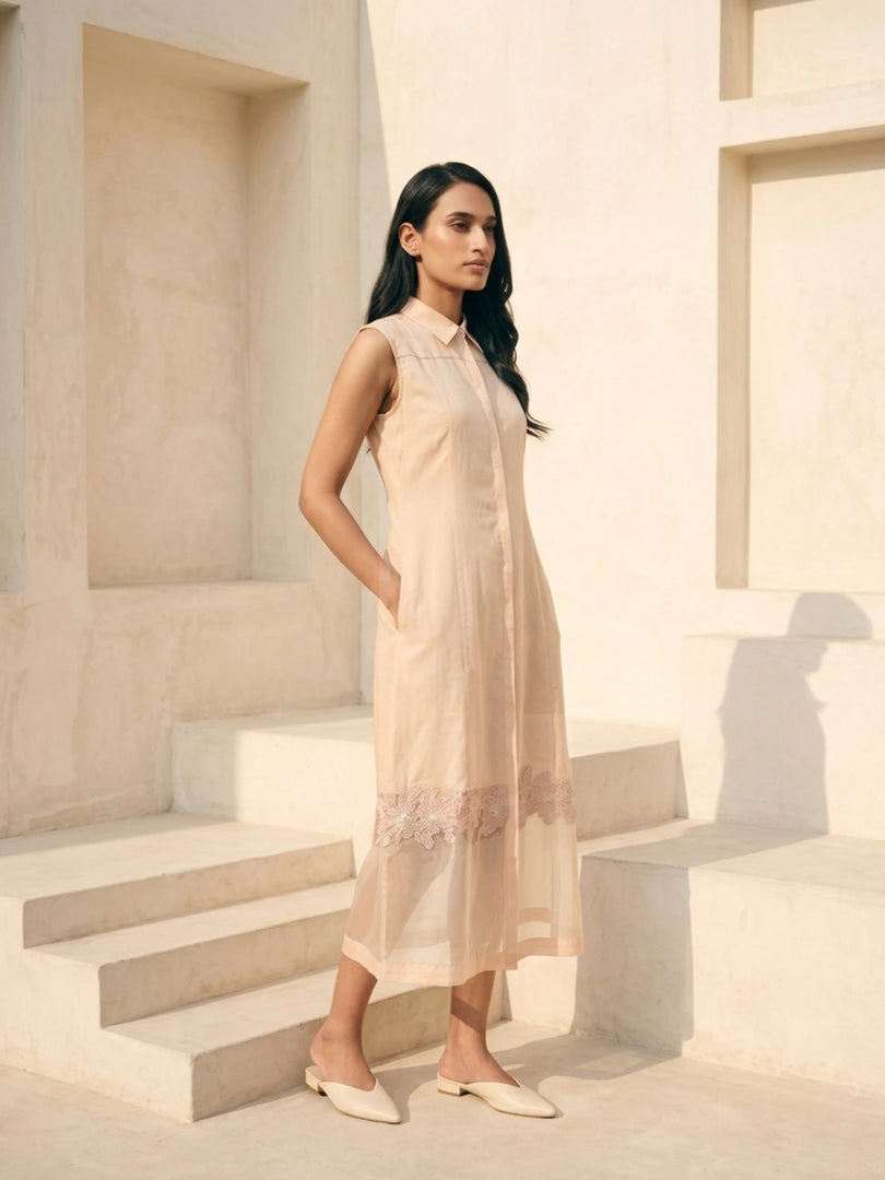 ZEYA SHEER APPLIQUE' DRESS
