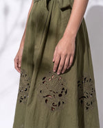 Load image into Gallery viewer, ZORA OLIVE OPEN WORKDRESS